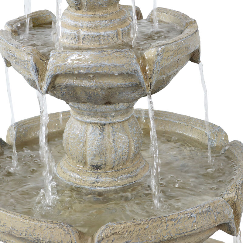 Sunnydaze Fiberglass Outdoor 3-Tier Water Fountain