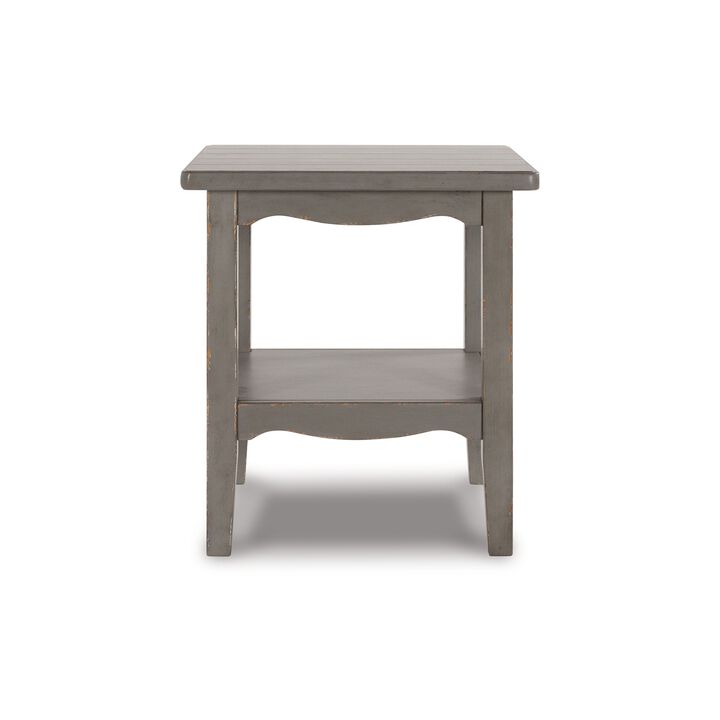 Arin 26 Inch Side End Table, Open Shelf, Vintage Style Gray Hardwood - Benzara