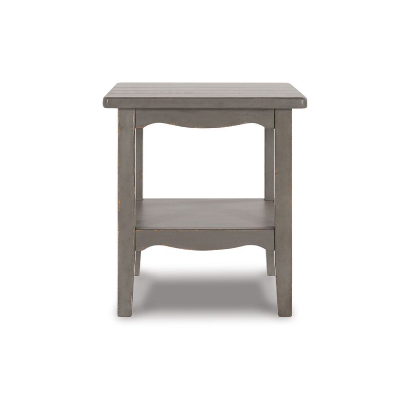 Arin 26 Inch Side End Table, Open Shelf, Vintage Style Gray Hardwood