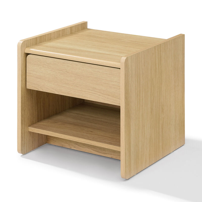 19" Hazel Oak Wood Nightstand with Drawer & Shelf image number 0