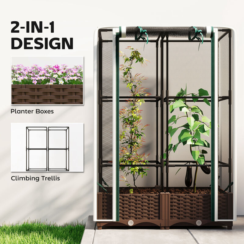 Hivvago Raised Planter Box with Trellis and Self-Watering Feature image number 3