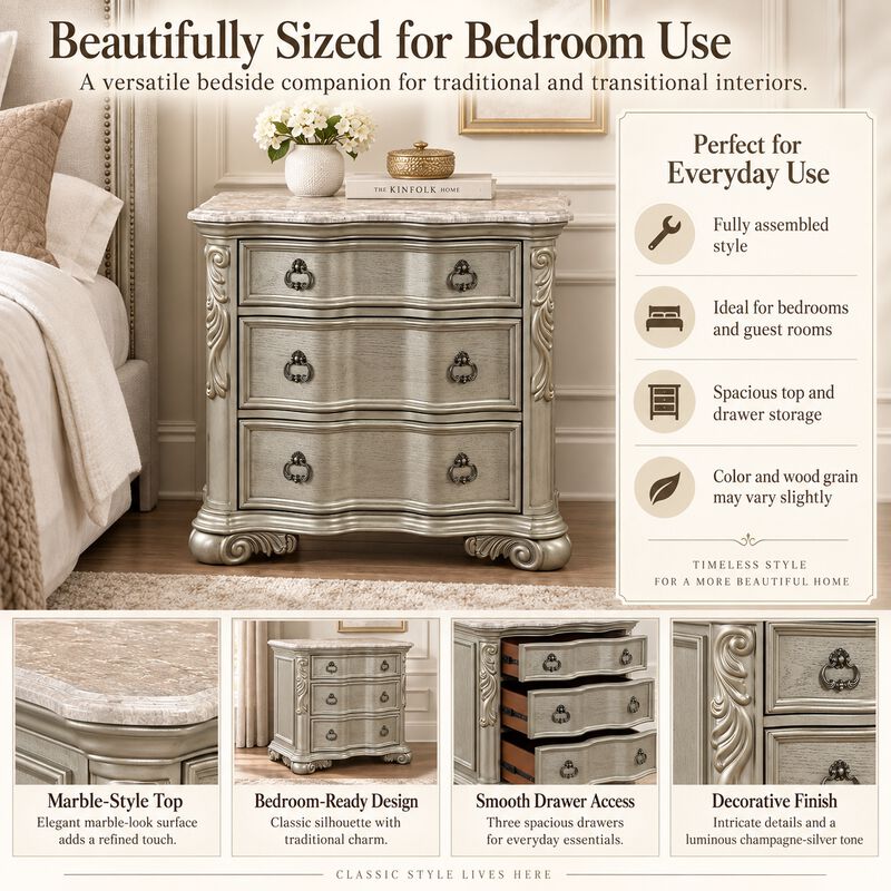 Briquara 3-Drawer Nightstand image number 3