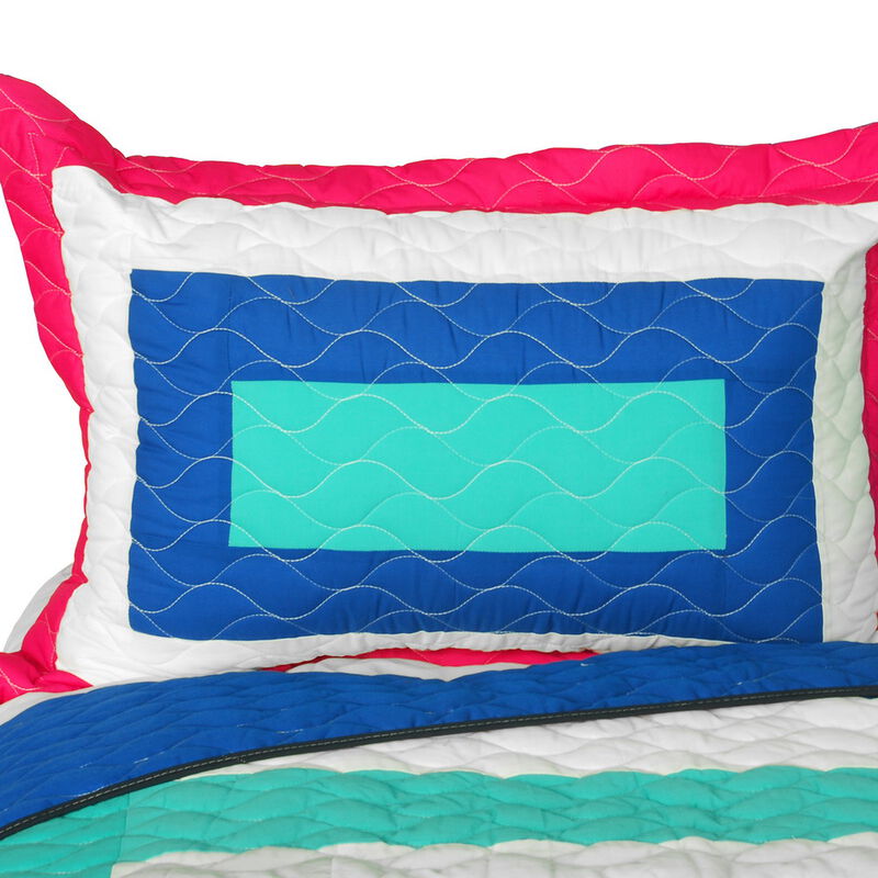 Quilted Patchwork Geometric Quilt Set Lightweight Cozy Bedding image number 4