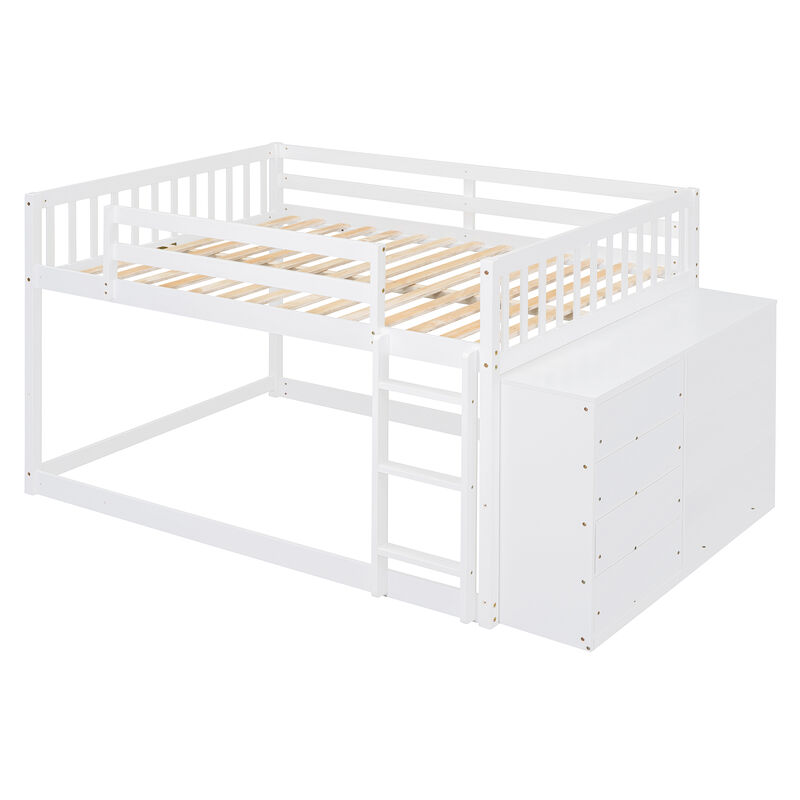 Whisen 92.4"x57" Full over Full Bunk Bed with 4 Drawers 3 Shelves, Solid Wood for Kids Bedroom image number 5