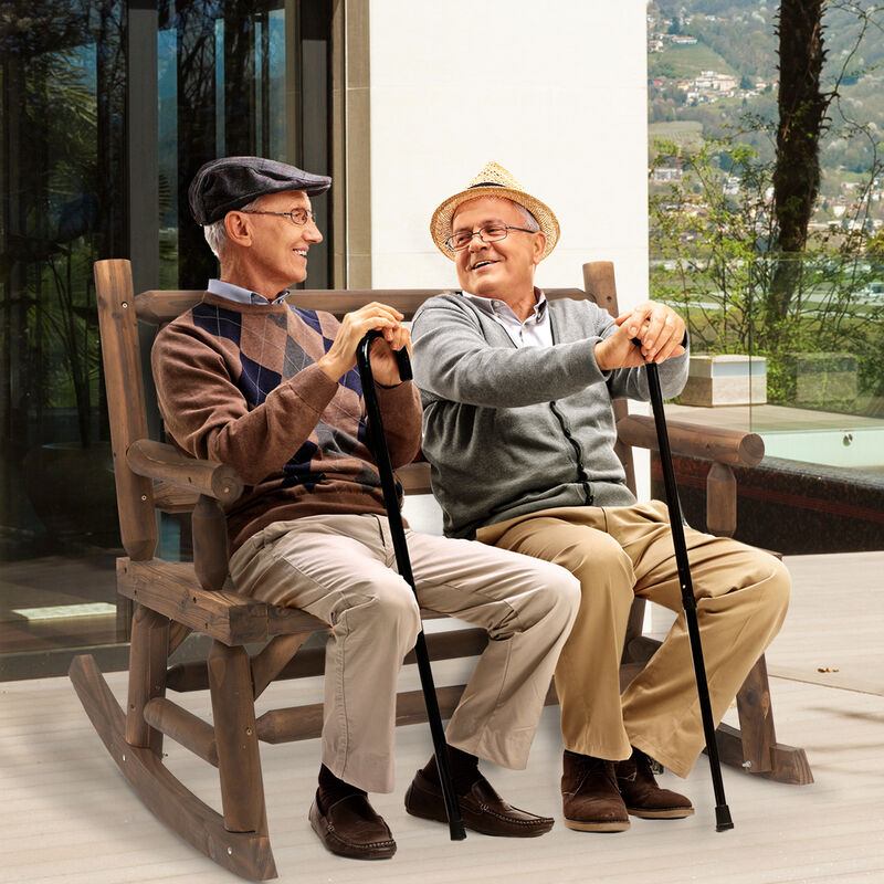 Hivvago Wooden 2-Person Rocking Chair with Wide Seats image number 7