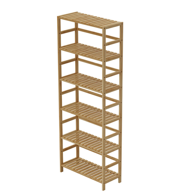 Freestanding Storage Shelf Unit 6-tier Bamboo Storage Rack Bookshelf Plant Stand image number 0