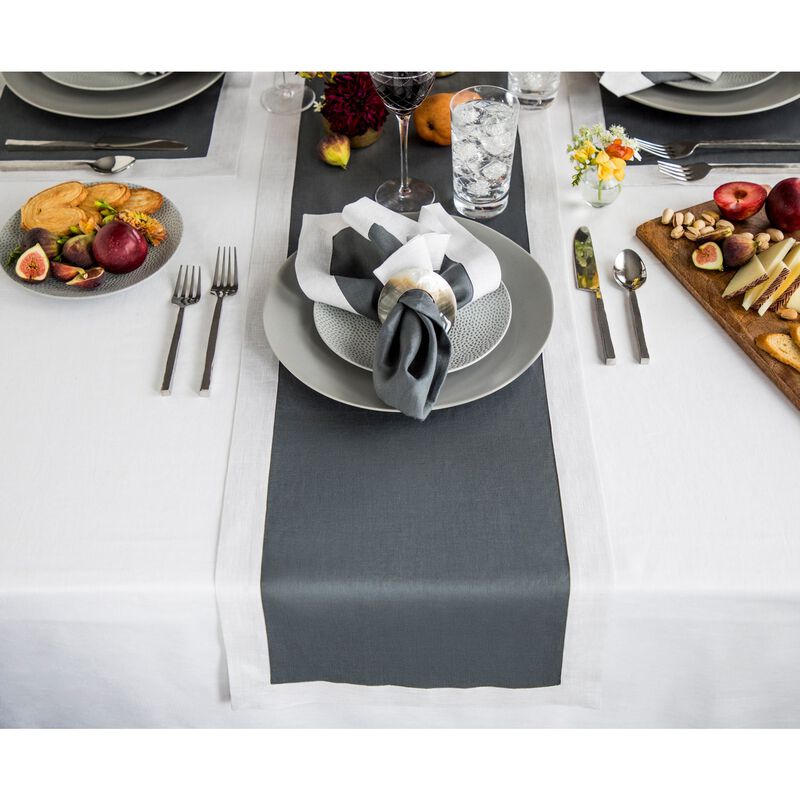 Solino Home Festive Edge 100% Linen Table Runner &ndash; Handcrafted, Machine Washable, Perfect for Holiday and Everyday Dining