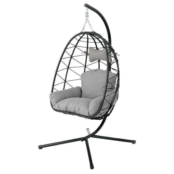 Hivvago Wicker Hanging Egg Chair with Stand