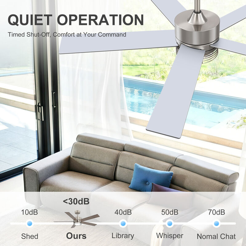 Breezary 52 In Dimmable LED Ceiling Fan with Light, 5 Plywood Blades, 3 CCT, Remote Control image number 4