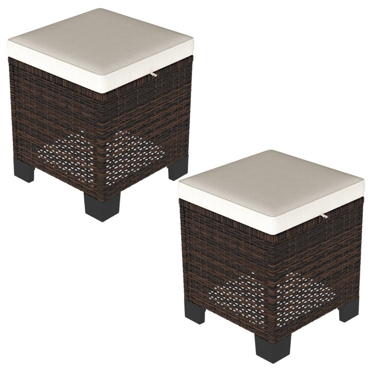 Set Of 2 Outdoor Ottomans With Cusions For Outdoor Seating
