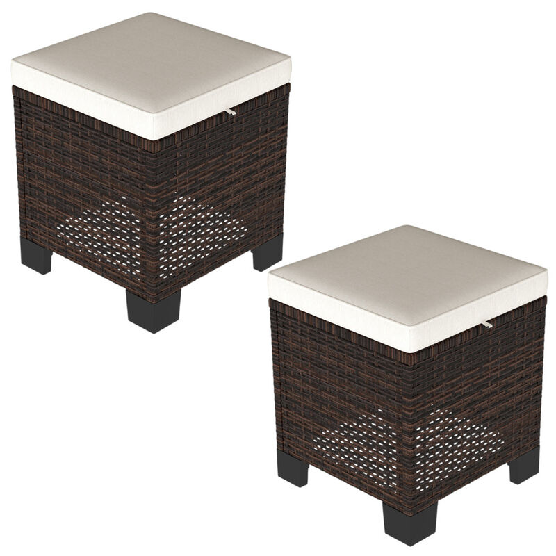 Set Of 2 Outdoor Ottomans With Cusions For Outdoor Seating image number 0