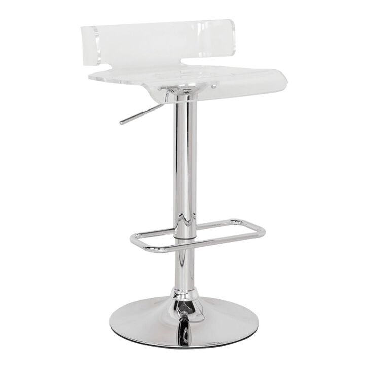 Rania Adjustable Stool (1Pc) in Clear & Chrome