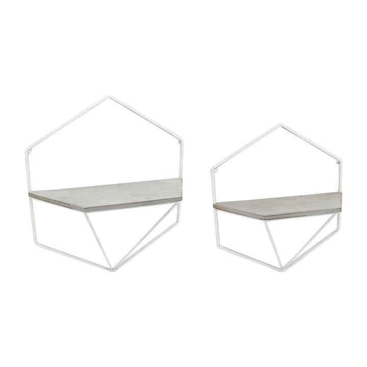 S/2 Metal/Wood Hexagon Wall