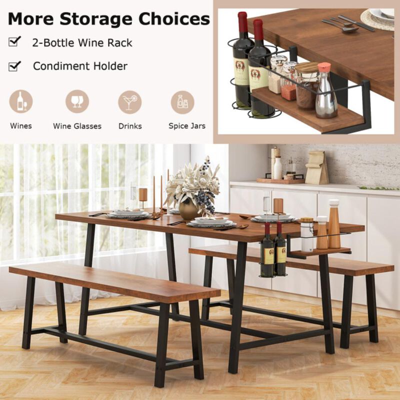 Hivvago Dining Table Set for 5-7 with 2-Bottle Wine Rack and Condiment Holder