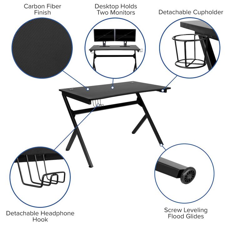 Flash Furniture Black Gaming Desk and Gray/Black Racing Chair Set