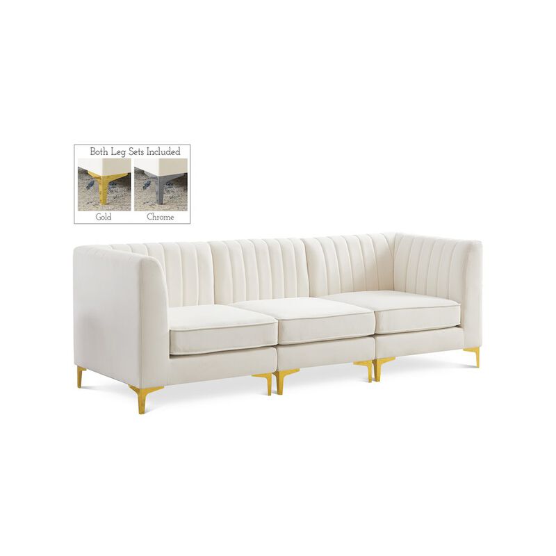 Meridian Furniture Alina Cream Velvet Modular Sofa
