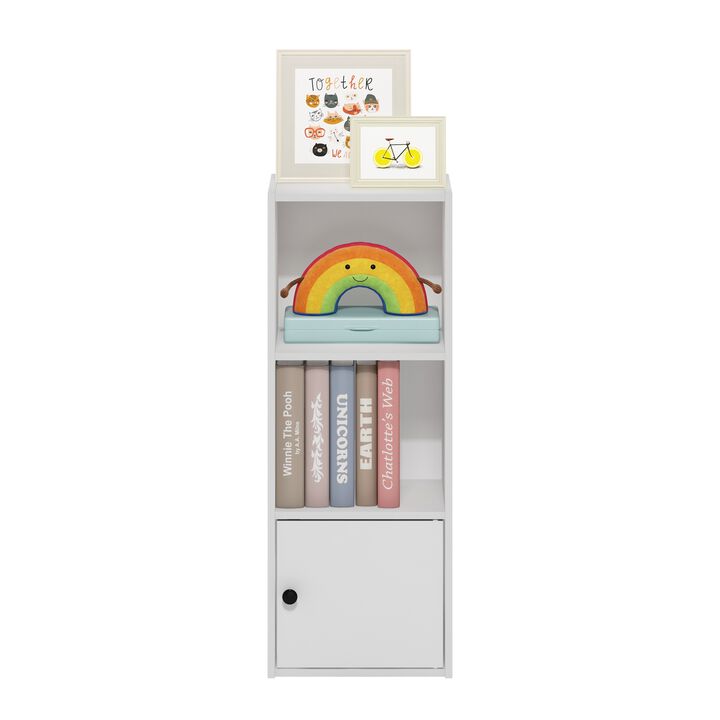 Furinno Luder Shelf Bookcase with 1 Door Storage Cabinet, White