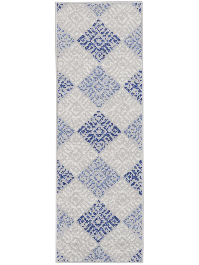 Whimsicle WHS18 Gray/Blue 2' x 8' Rug image number 0