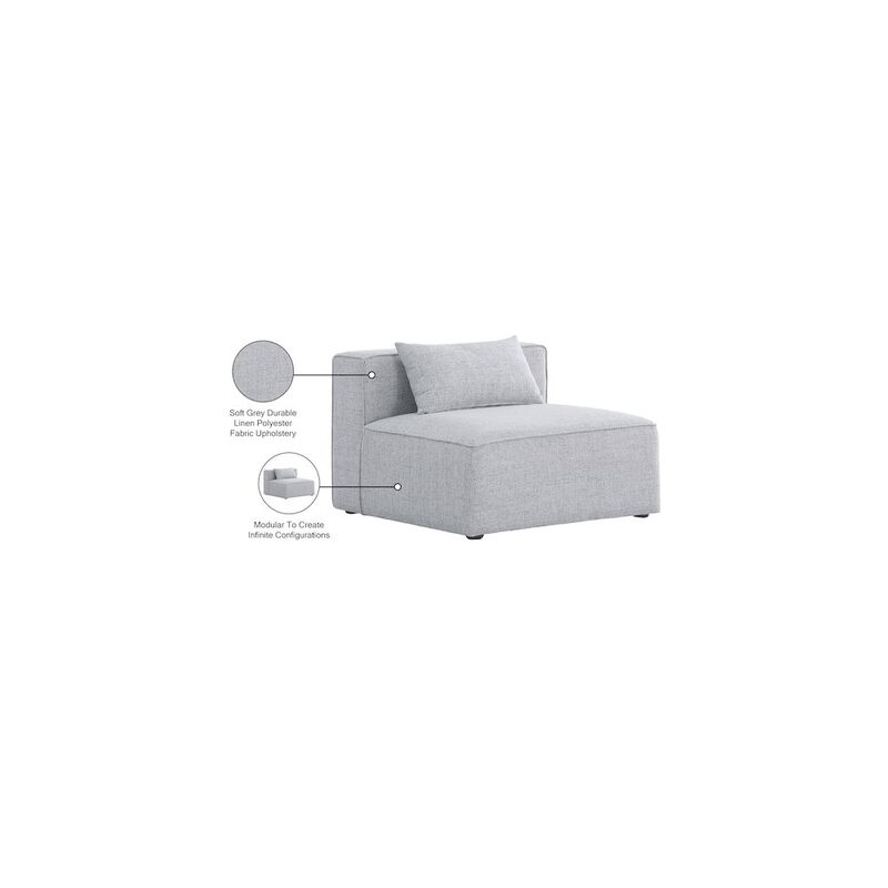 Meridian Furniture Cube Grey Durable Linen Textured Armless Chair