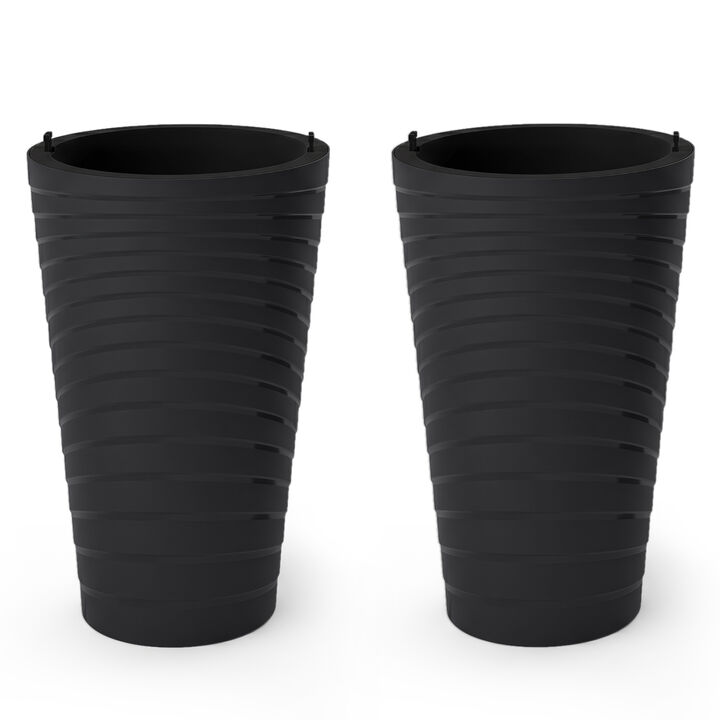 Set of 2 Tall Planters 18 Inch with Insert Bucket Design