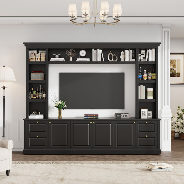 Merax Multifunctional TV Stand for 70" TVs with 3 Adjustable Shelves &ndash; Wine Rack