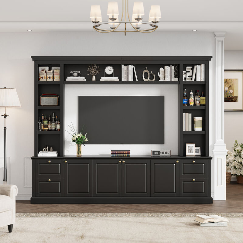 Merax Multifunctional TV Stand for 70" TVs with 3 Adjustable Shelves &ndash; Wine Rack image number 1
