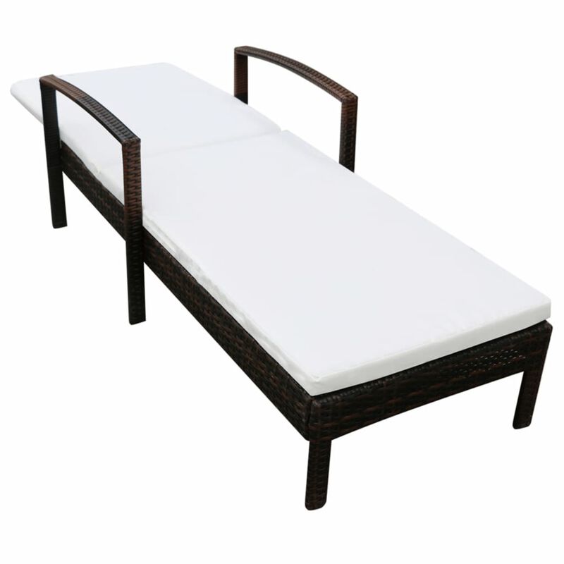 vidaXL Sun Lounger with Cushion Poly Rattan Brown