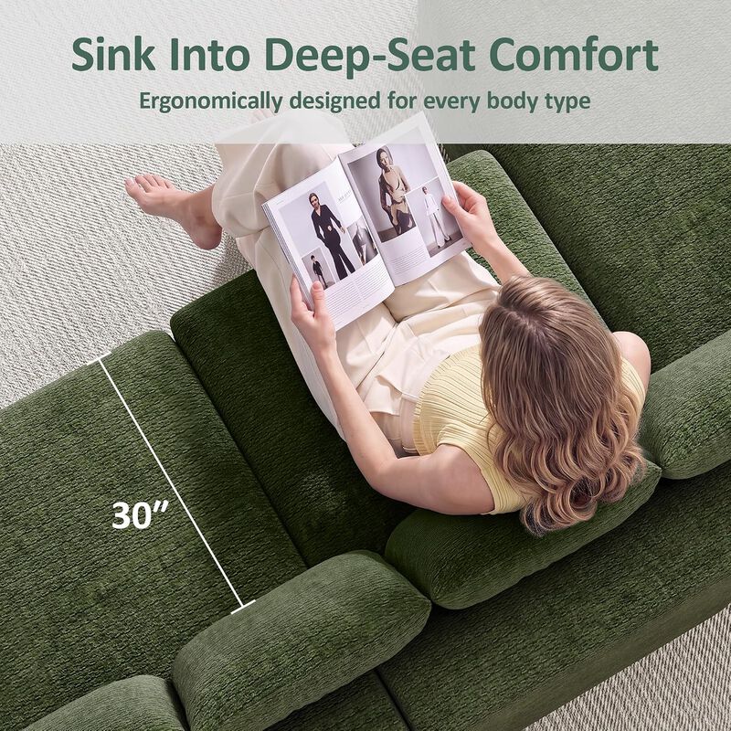 Vipbear 176" Oversized Modular Sectional Couch with Deep Seat, Chenille 6 Seater Living Room Sofa image number 4