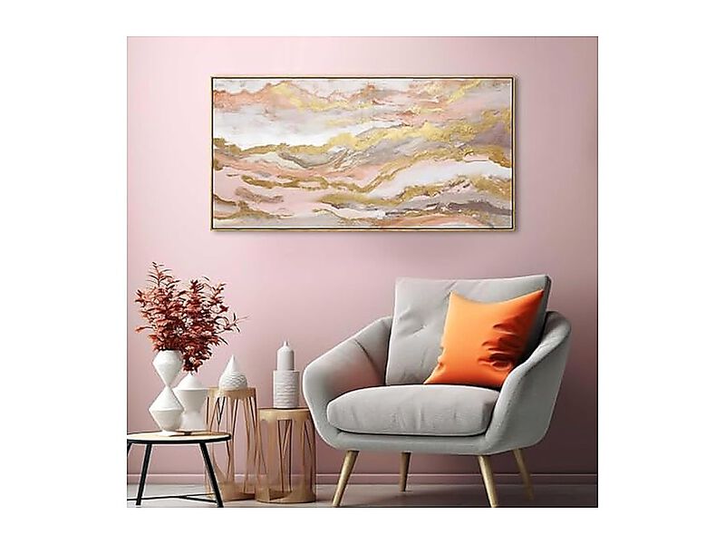 Pink Abstract Wall Art Girl Room 20 X 40 Inch Large Living Bedroom Decor Gold image number 2
