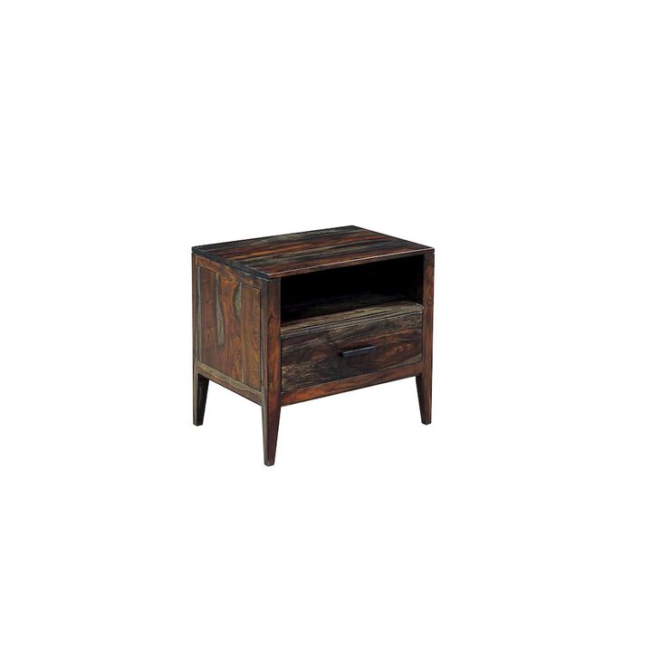 Porter Designs Fall River Solid Sheesham Wood Nightstand, Gray