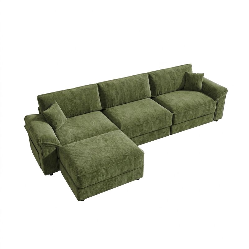 Vipbear 118" Modular L-Shaped Cloud Couch with Movable Ottoman, Chenille Sectional Sofa Living Room image number 0