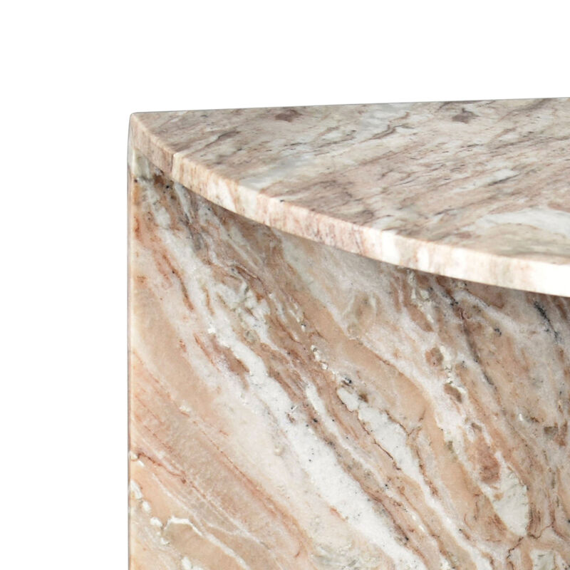 Patrice 24" Art Deco Minimalist Natural Marble Handmade Demilune Side Table