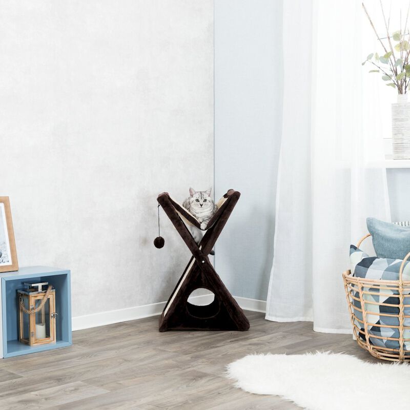 TRIXIE Miguel Fold & Store Plush & Sisal Cat Tree, Hammock, Condo, Scratcher image number 2