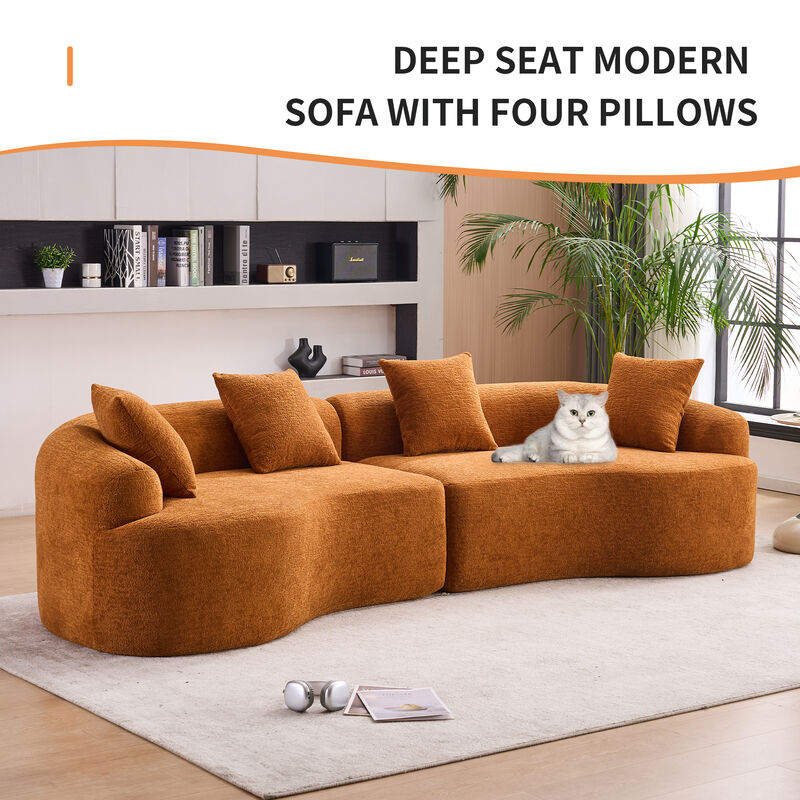 Merax Curved Boneless Sofa Couches Sleeper for Living Room