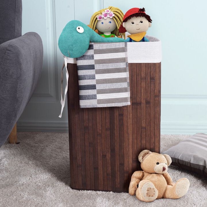 Wicker Laundry Hamper with Lid and Removable Liner Bag for Bedroom
