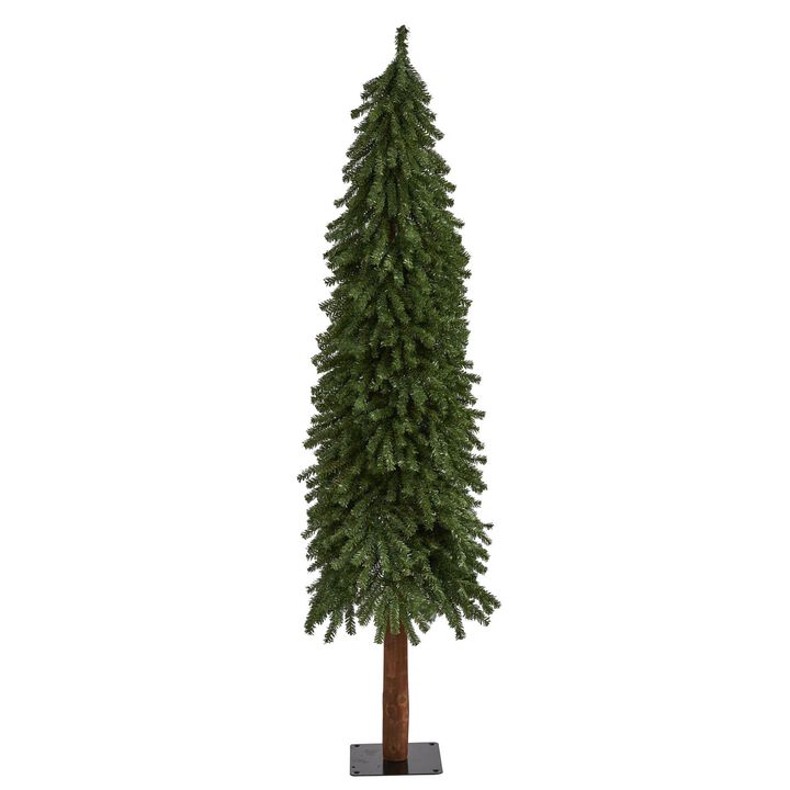 Nearly Natural Grand Alpine Artificial Christmas Tree with Bendable Branches on Natural Trunk