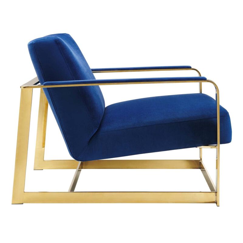 Modway Seg Performance Velvet Accent Chair, Gold Navy