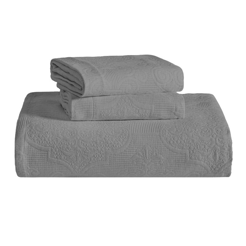 Medallion Pattern Cotton Jacquard Bedspread Set for Full Bedroom Update image number 2