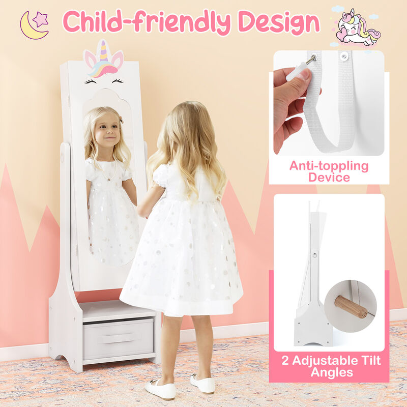 Princess Vanity Table and Stool Set for Kids with Mirror and Jewelry Storage image number 5