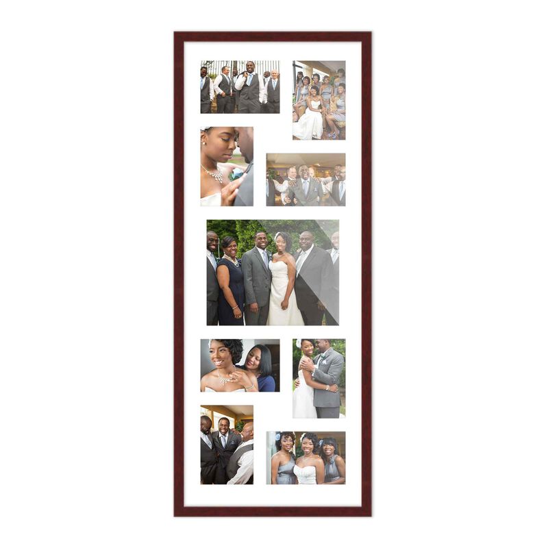 12x32 Wood Collage Frame with a White Mat for 8x10 & 4x6 Pictures