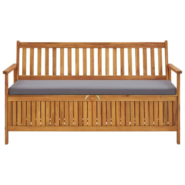 vidaXL Garden Storage Bench with Cushion 58.3" Solid Acacia Wood