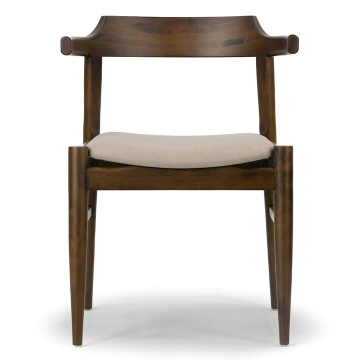 Glamour Home Set of 2 Atlas Retro Modern Dark Brown Wood Chair with Curved Back