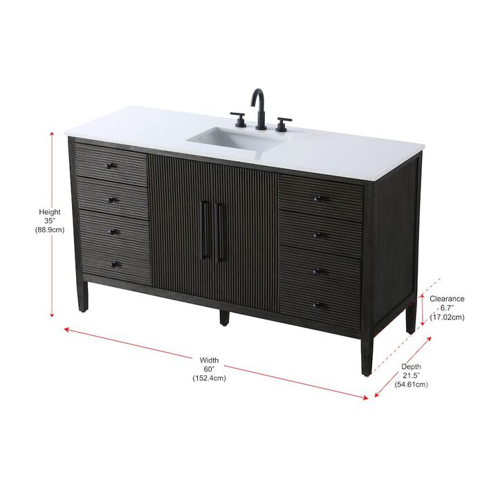 Elegant Kitchen and Bath 60 inch Single Bathroom Vanity inChocolate Oak