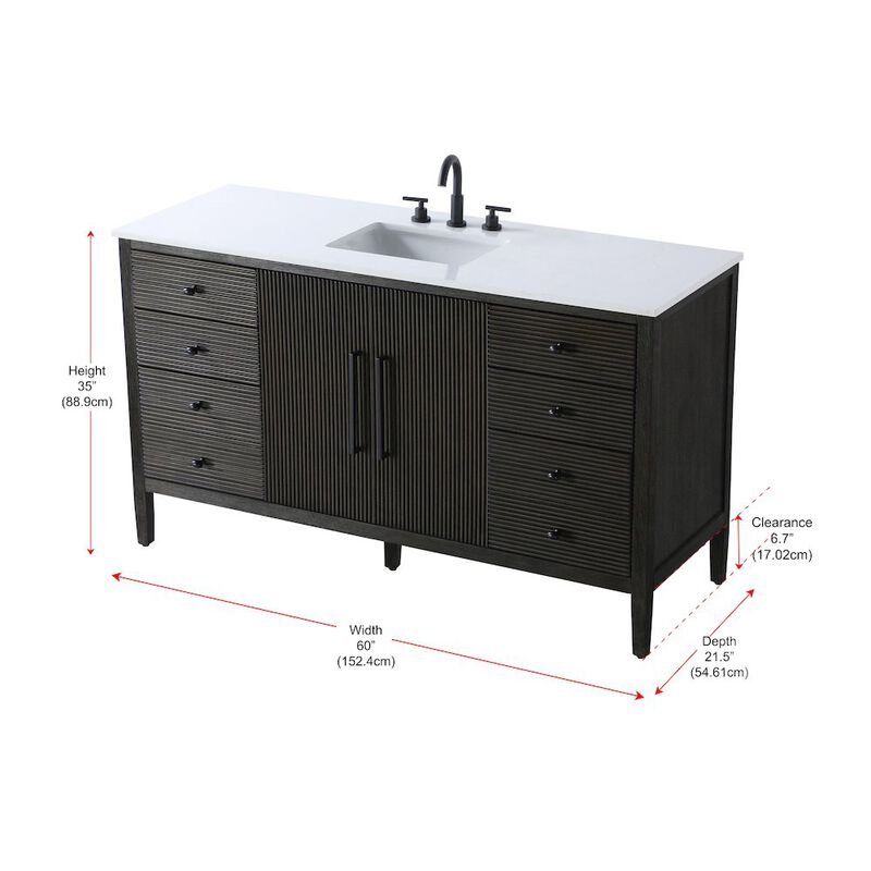 Elegant Kitchen and Bath 60 inch Single Bathroom Vanity inChocolate Oak