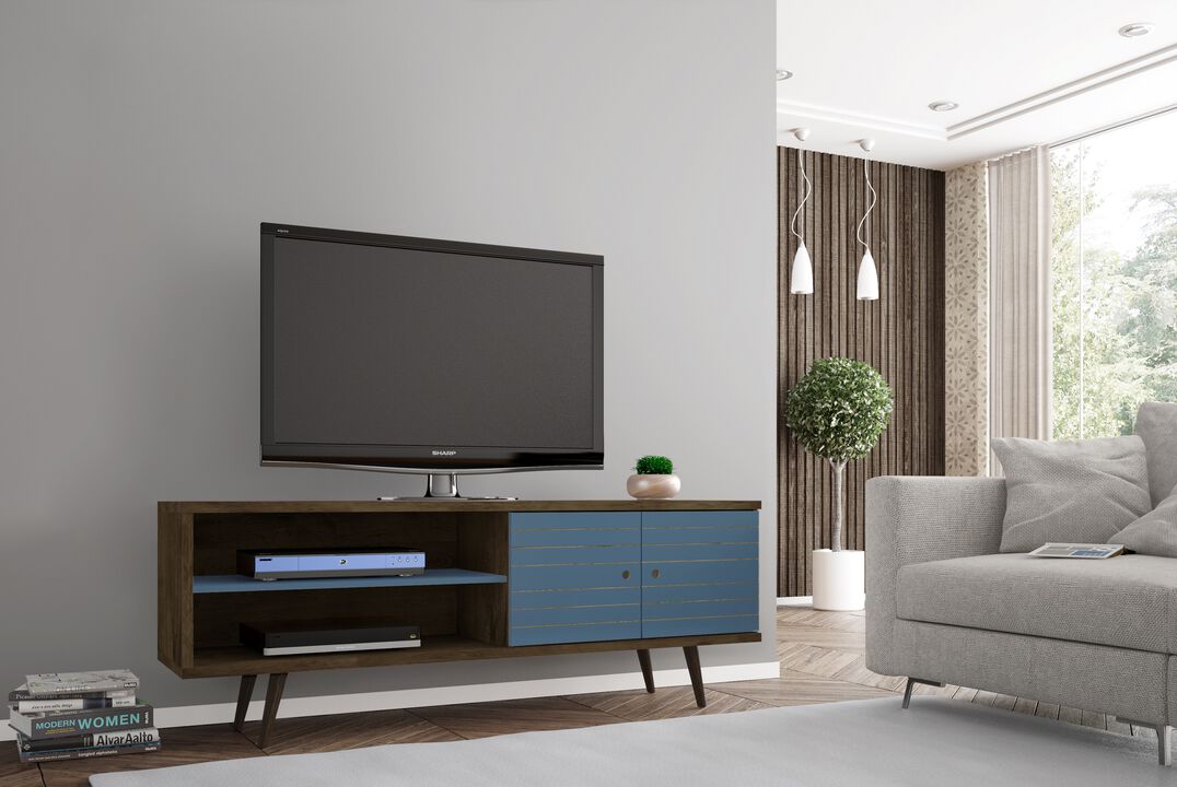 Liberty Large TV Stand in Brown and Blue