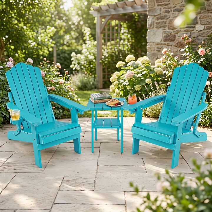 Set of 2 Outdoor Adirondack Chairs with 5-Level Adjustable Backrest