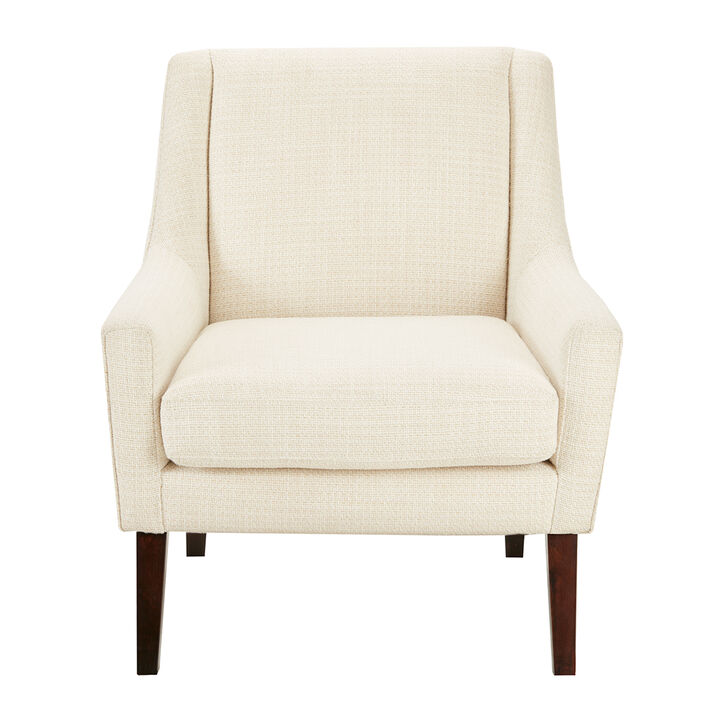 Gracie Mills Barker Morocco Wood Finish Accent Chair with Cream Fabric
