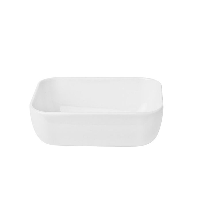 Santa Monica 5.5" x 3.75" x h:2" 14 oz. Rectangular White Porcelain Deep Plate (Set of 4)