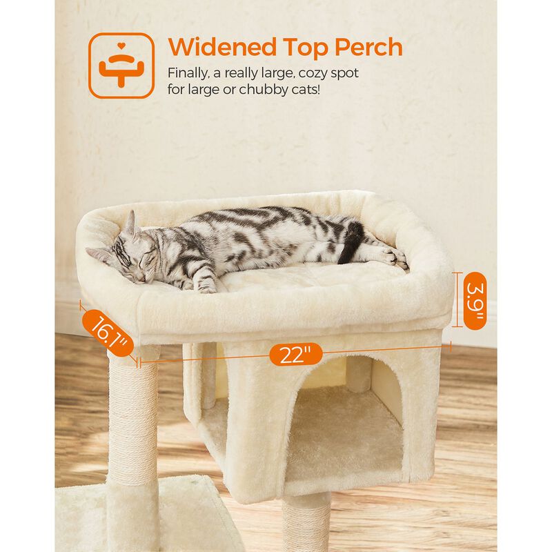 Cat Tree with Sisal-Covered Scratching Posts and 2 Plush Condos image number 2