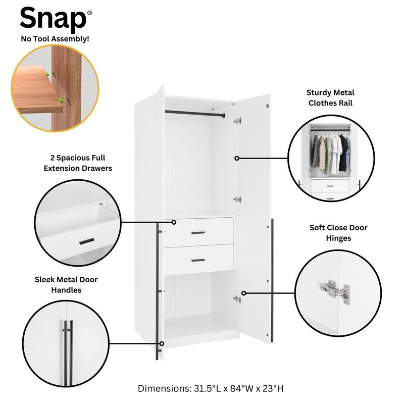 Lee Module Wardrobe in White (Set of 3)